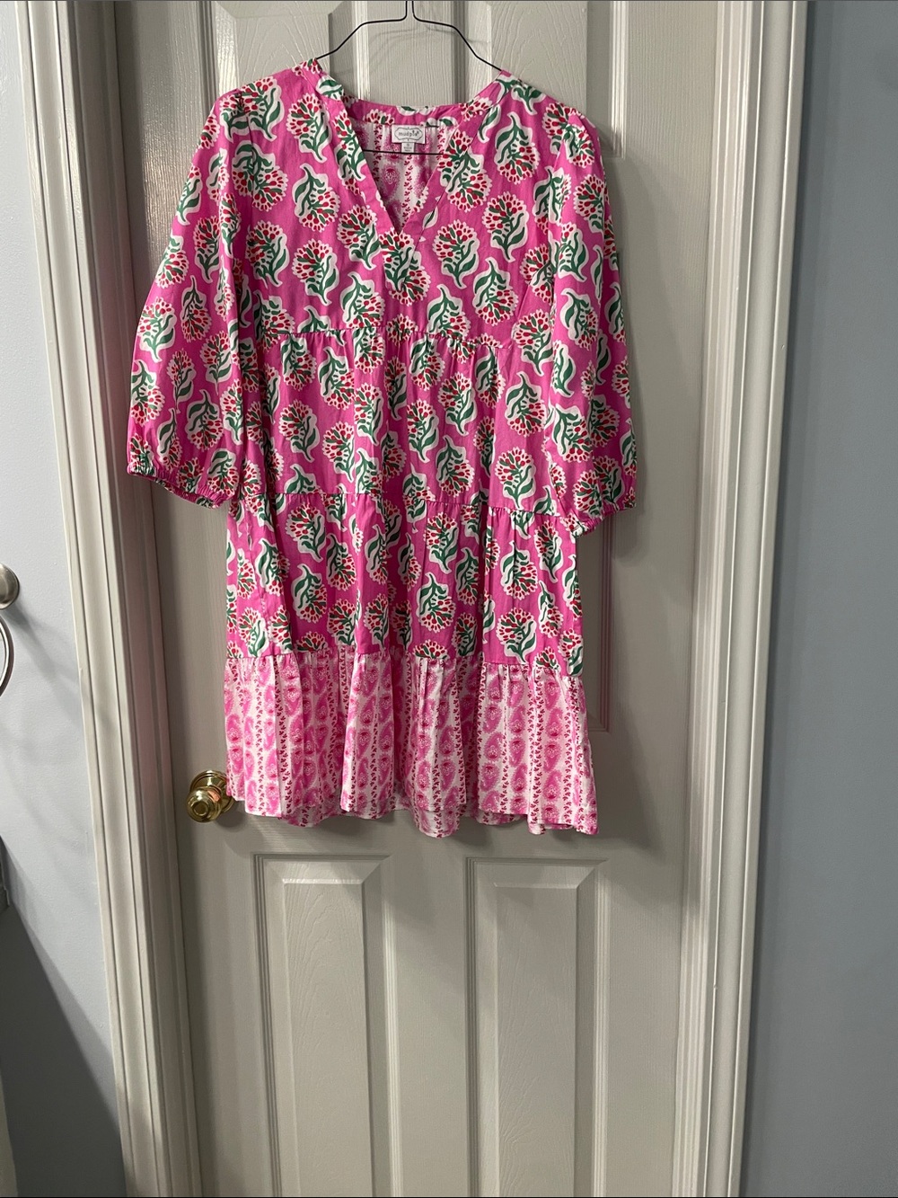 Mud Pie Pink Floral Tiered Tunic Dress